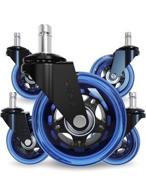 Blue Roller Skate/Office Chair Casters - Set of 5